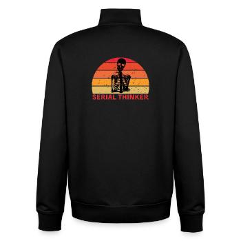 Serial Thinker Skeleton Thinking Retro Sunset - Unisex Organic Zip Sweatshirt by Stanley/Stella - black - Back - AI Model Male 185 light (185cm)