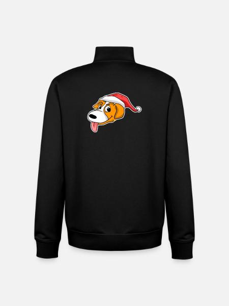 Christmas Dog Head Hat - Unisex Organic Zip Sweatshirt by Stanley/Stella - black