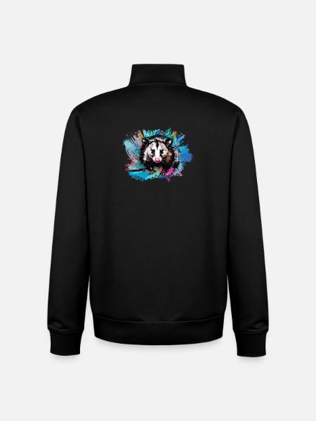 Opossum, ilustration,Beutelratte, bunt, Graffiti - Unisex Organic Zip Sweatshirt von Stanley/Stella - Schwarz