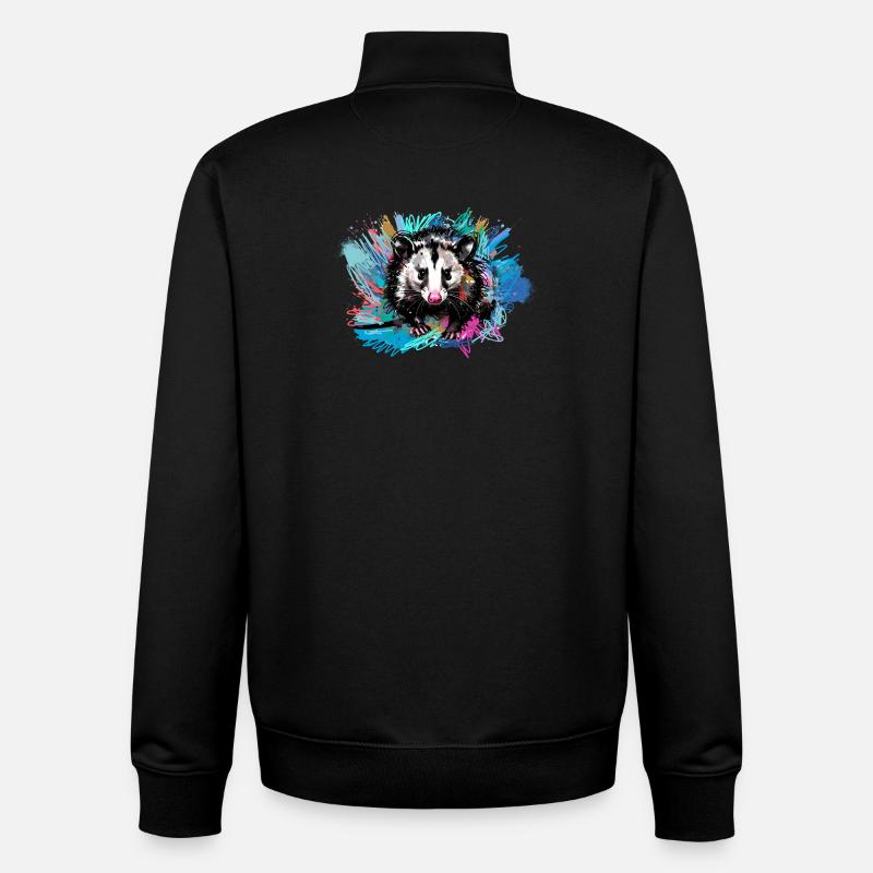 Opossum, ilustration,Beutelratte, bunt, Graffiti - Unisex Organic Zip Sweatshirt von Stanley/Stella - Schwarz