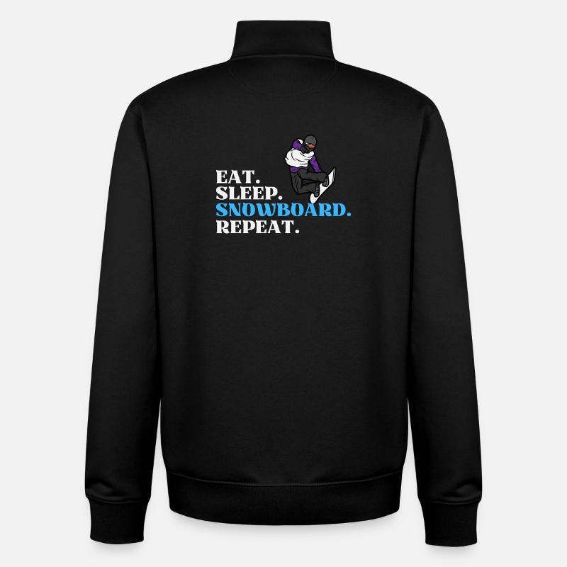 Eat Sleep Snowboard Répéter - Sweat zippé unisexe en coton bio Stanley/Stella - noir