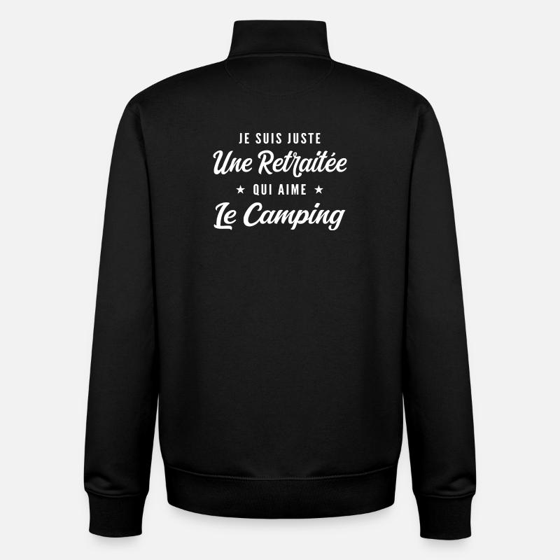 Retraitée Passion Camping - Sweat zippé unisexe en coton bio Stanley/Stella - noir