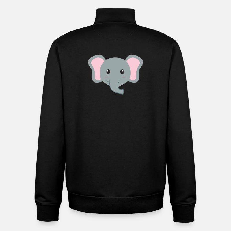Dessin animé d’éléphant - Sweat zippé unisexe en coton bio Stanley/Stella - noir
