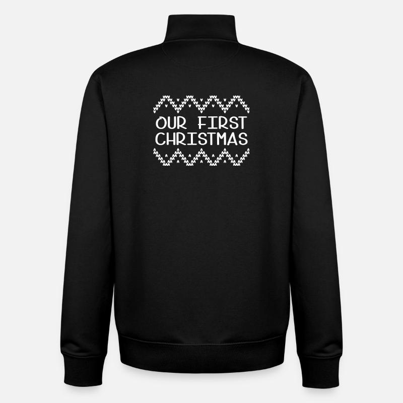 Our First Christmas - Unisex Organic Zip Sweatshirt by Stanley/Stella - black