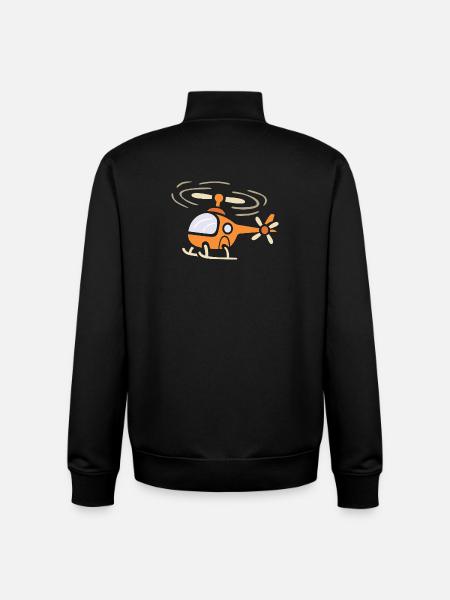 Funny cartoon helicopter in comic style - Unisex Organic Zip Sweatshirt by Stanley/Stella - black