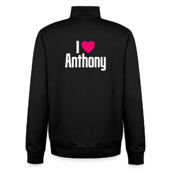 I Love Anthony Pinkes Herz Ich liebe Anthony - Unisex Organic Zip Sweatshirt von Stanley/Stella - Schwarz - Hinten - AI Model Male 185 light (185cm)