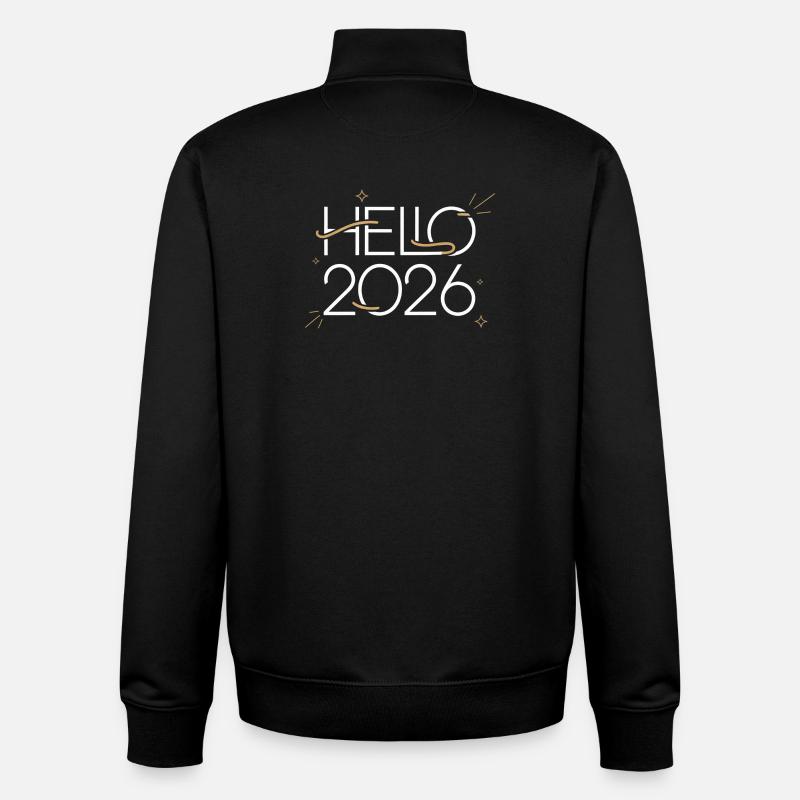 Neon Hello 2026 - Sweat zippé unisexe en coton bio Stanley/Stella - noir