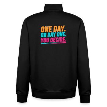 One Day or Day One – Du entscheidest - Unisex Organic Zip Sweatshirt von Stanley/Stella - Schwarz - Hinten - AI Model Male 185 light (185cm)
