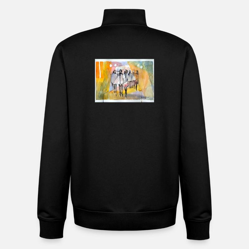 Abstrakte Menschen,  Aquarell  - Unisex Organic Zip Sweatshirt von Stanley/Stella - Schwarz
