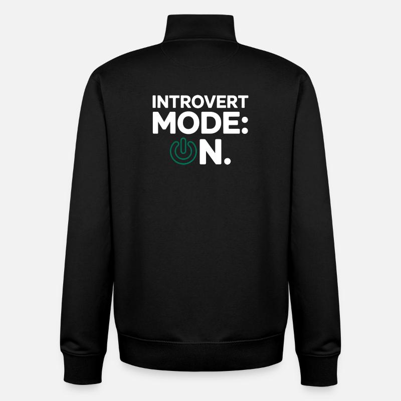 Introvert Mode ON – Funny Saying - Unisex Organic Zip Sweatshirt by Stanley/Stella - black