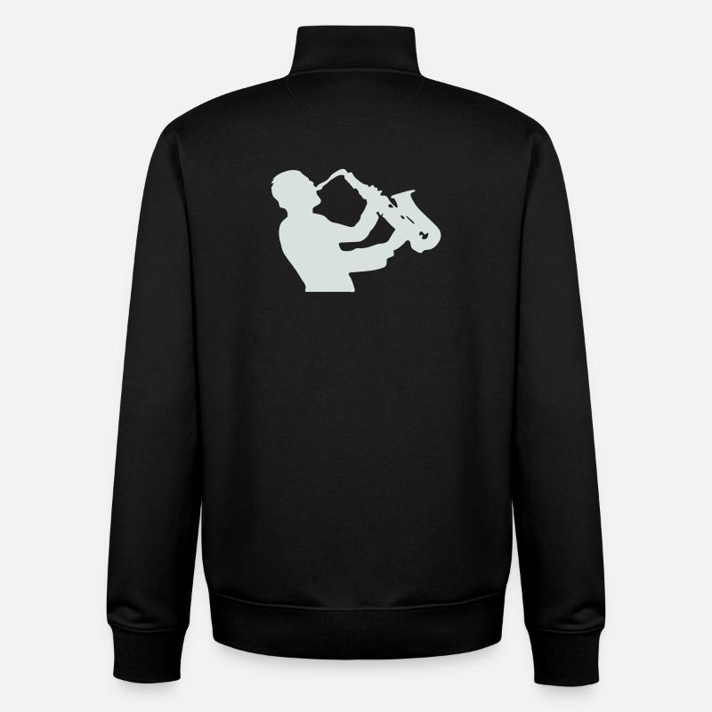 Jazz Saxophone Silhouette - Sweat zippé unisexe en coton bio Stanley/Stella - noir