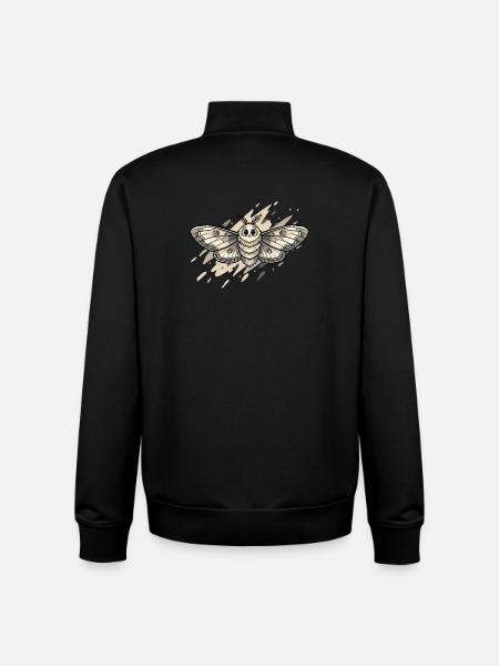 Moth Moth Illustration - Unisex Organic Zip Sweatshirt by Stanley/Stella - black