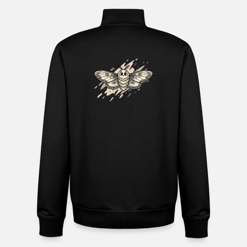 Moth Moth Illustration - Unisex Organic Zip Sweatshirt by Stanley/Stella - black