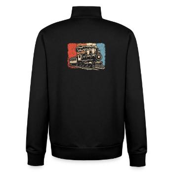 Locomotive à vapeur ferroviaire Locomotive modèle ferroviaire - Sweat zippé unisexe en coton bio Stanley/Stella - noir - Dos - AI Model Male 185 light (185cm)