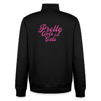 Pink Katzenliebe Spruch - Unisex Organic Zip Sweatshirt von Stanley/Stella - Schwarz - Hinten - AI Model Male 185 light (185cm)