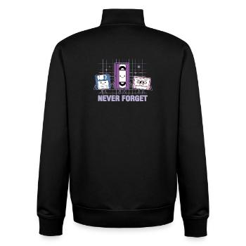 Vergiss niemals Nostalgie für Retro-VHS-Diskettenkassetten - Unisex Organic Zip Sweatshirt von Stanley/Stella - Schwarz - Hinten - AI Model Male 185 light (185cm)