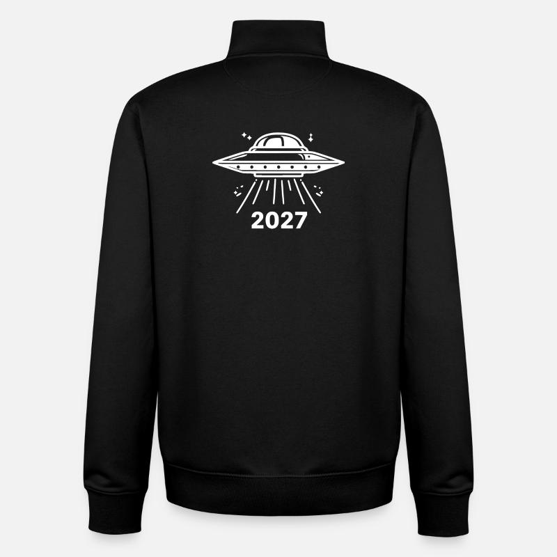 Blanc OVNI - Sweat zippé unisexe en coton bio Stanley/Stella - noir