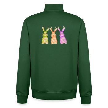 Hase T-Shirt süß Wäscheleine Osterdesign Geschenk - Unisex Organic Zip Sweatshirt von Stanley/Stella - Flaschengrün - Hinten - AI Model Male 185 dark (185cm)