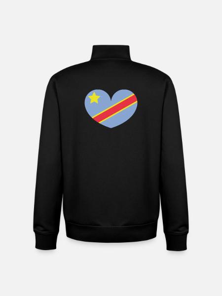 Congo heart flag - Unisex Organic Zip Sweatshirt by Stanley/Stella - black