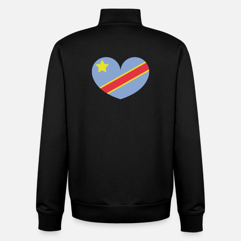 Drapeau du cœur du Congo - Sweat zippé unisexe en coton bio Stanley/Stella - noir