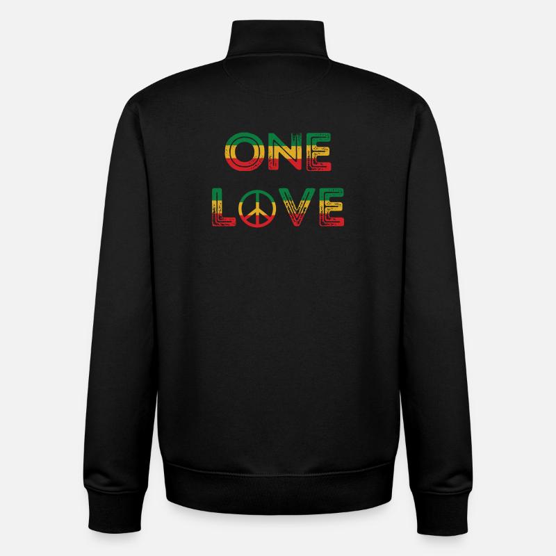 One Love Reggae Peace - Unisex Organic Zip Sweatshirt von Stanley/Stella - Schwarz