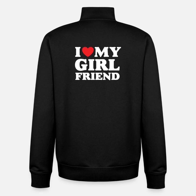 J’aime ma petite amie - Sweat zippé unisexe en coton bio Stanley/Stella - noir