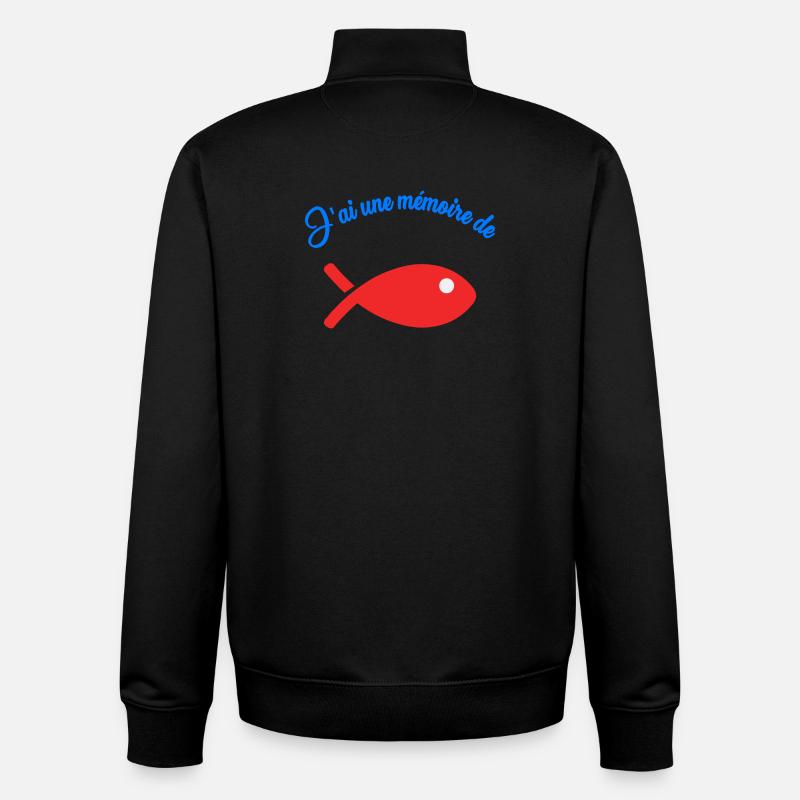 POISSON. MEMOIRE - Sweat zippé unisexe en coton bio Stanley/Stella - noir