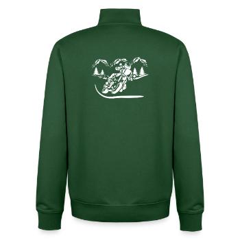 Silhouette de Moto Forêt - Sweat zippé unisexe en coton bio Stanley/Stella - vert bouteille - Dos - AI Model Male 185 dark (185cm)
