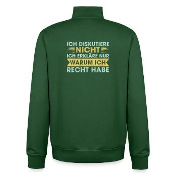 Humorous saying for discussions - Unisex Organic Zip Sweatshirt by Stanley/Stella - bottle green - Back - AI Model Male 185 dark (185cm)