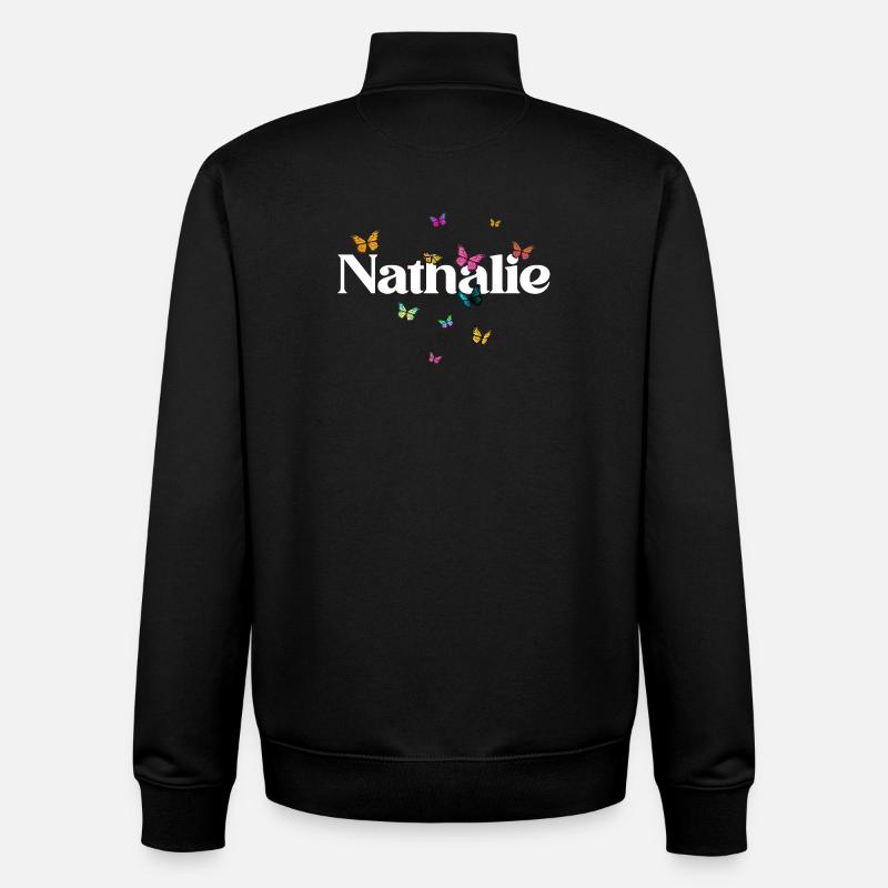 Schöner Mädchenname mit Schmetterlingen NATHALIE - Unisex Organic Zip Sweatshirt von Stanley/Stella - Schwarz