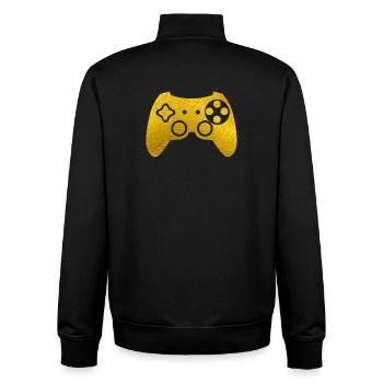 Manette de jeu dorée - Sweat zippé unisexe en coton bio Stanley/Stella - noir - Dos - AI Model Male 185 light (185cm)