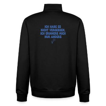 Ich habe es nicht vergessen - Unisex Organic Zip Sweatshirt von Stanley/Stella - Schwarz - Hinten - AI Model Male 185 light (185cm)