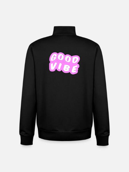 Good Vibe Pastel Pink - Unisex Organic Zip Sweatshirt by Stanley/Stella - black