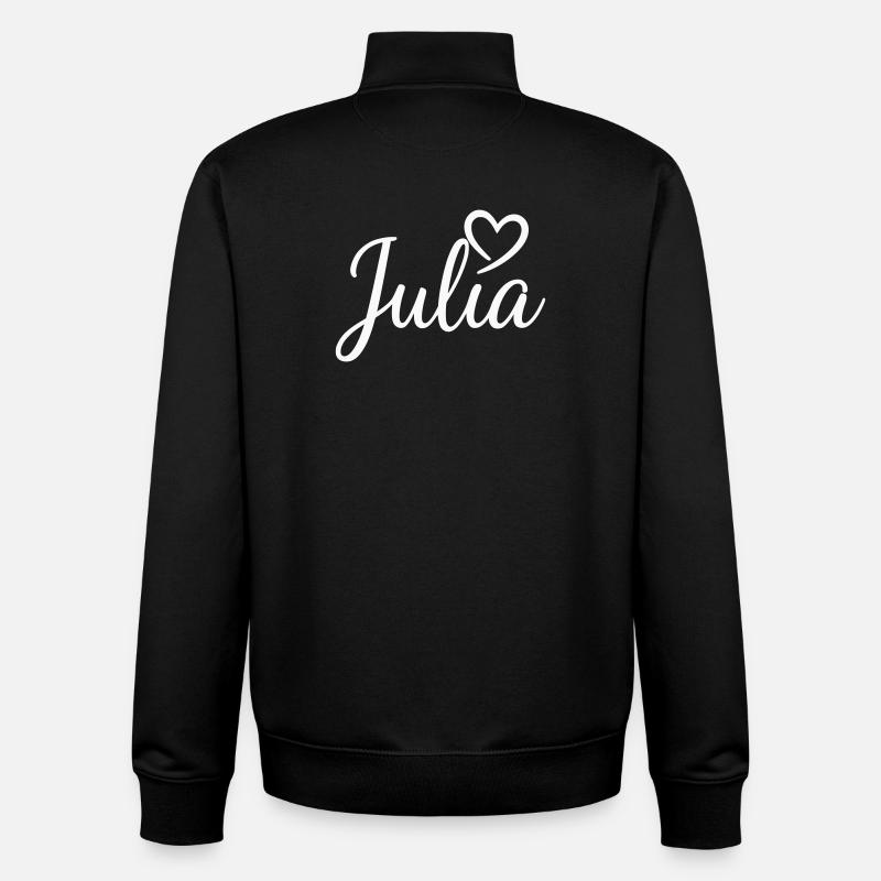 Julia Name font with heart - Unisex Organic Zip Sweatshirt by Stanley/Stella - black