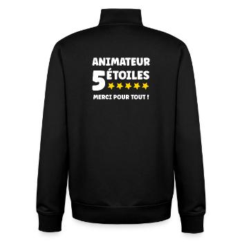 5-Sterne-Gastgeber Vielen Dank für alles - Unisex Organic Zip Sweatshirt von Stanley/Stella - Schwarz - Hinten - AI Model Male 185 light (185cm)
