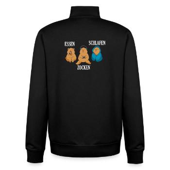 Food Gaming Sleeping Gamer Saying - Unisex Organic Zip Sweatshirt by Stanley/Stella - black - Back - AI Model Male 185 light (185cm)