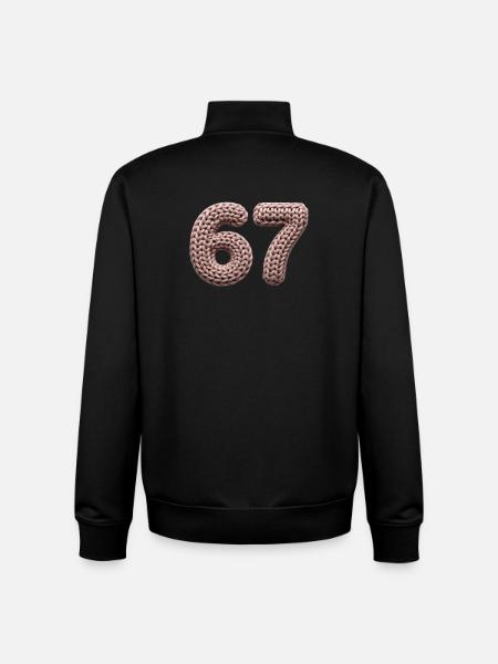 67 Memes – Pink Knitting Pattern Number - Unisex Organic Zip Sweatshirt by Stanley/Stella - black