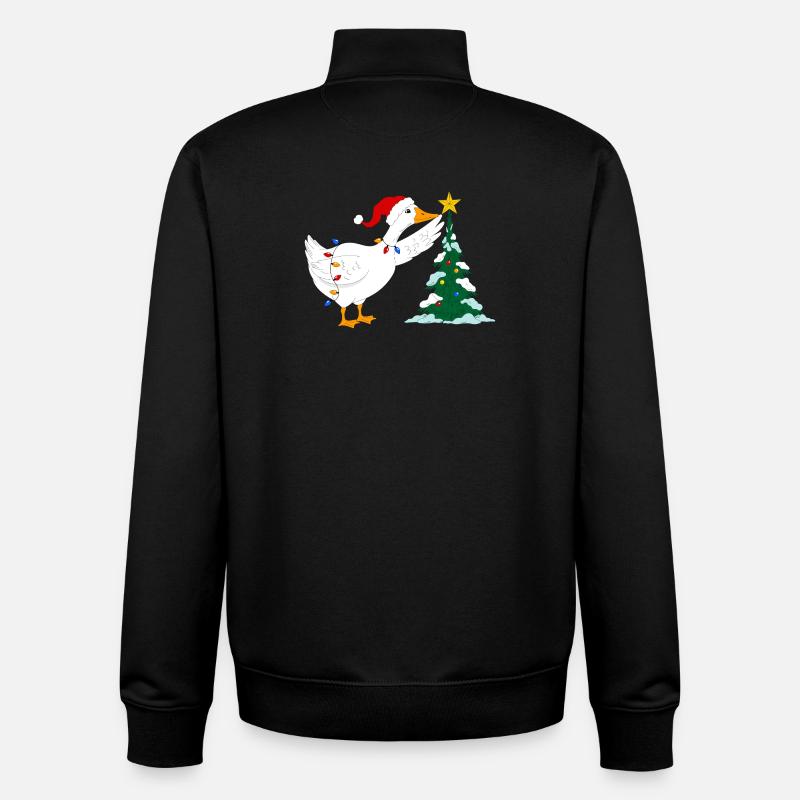 Gans und Weihnachtsbaum - Unisex Organic Zip Sweatshirt von Stanley/Stella - Schwarz