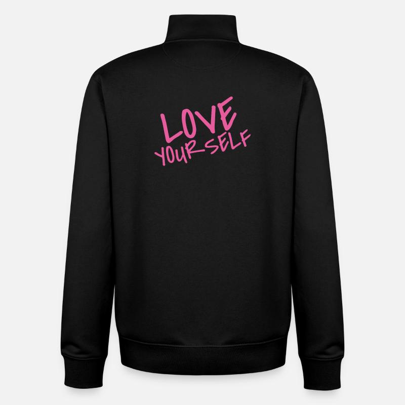 Aimez-vous – Déclaration d’amour de soi rose - Sweat zippé unisexe en coton bio Stanley/Stella - noir