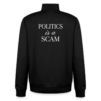 Politik ist ein Betrug – Sarkastische Aussage - Unisex Organic Zip Sweatshirt von Stanley/Stella - Schwarz - Hinten - AI Model Male 185 light (185cm)