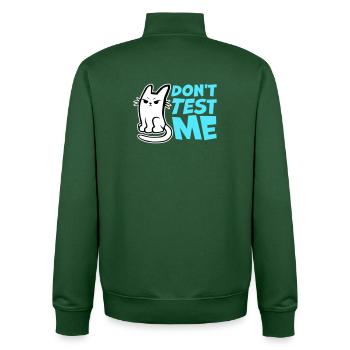 Don't Test Me Katze Frech Lustig Zitat Spruch Logo - Unisex Organic Zip Sweatshirt von Stanley/Stella - Flaschengrün - Hinten - AI Model Male 185 dark (185cm)