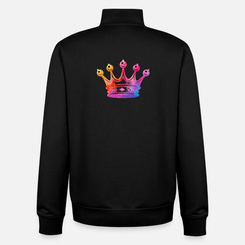Couronne à l’aquarelle - Sweat zippé unisexe en coton bio Stanley/Stella - noir