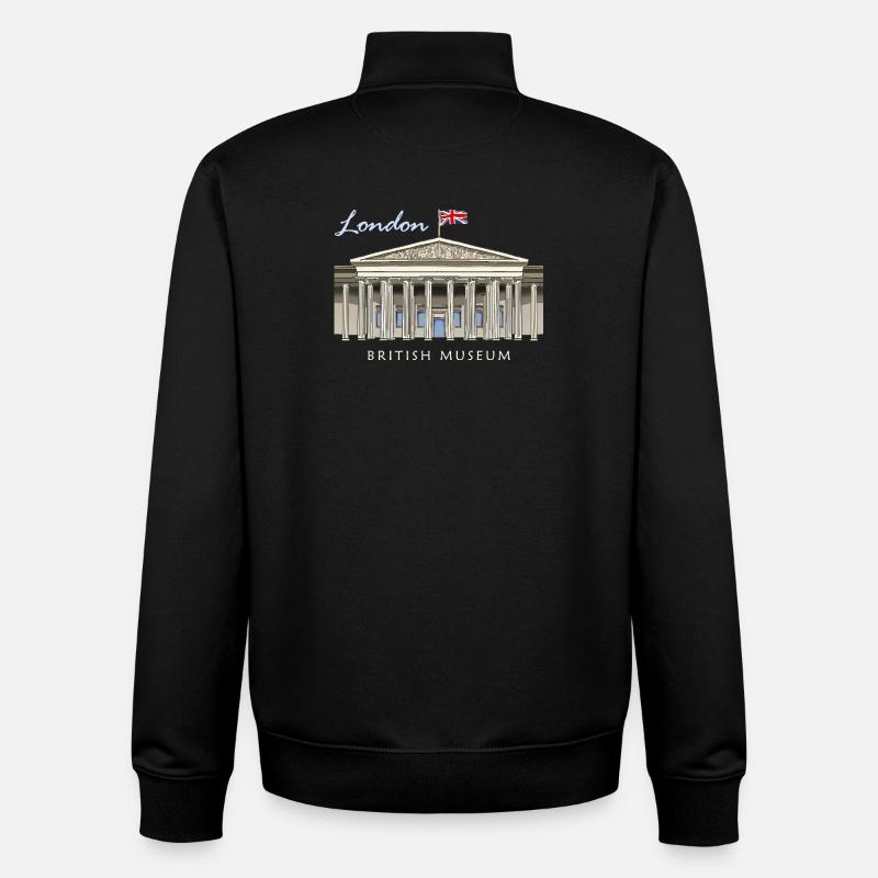 London British Museum, hand-drawn - Unisex Organic Zip Sweatshirt by Stanley/Stella - black