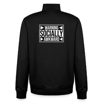 Warning Socially Awkward Funny Social Clumsy - Unisex Organic Zip Sweatshirt by Stanley/Stella - black - Back - AI Model Male 185 light (185cm)