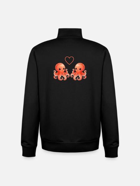 Octopus Love - Sweat zippé unisexe en coton bio Stanley/Stella - noir