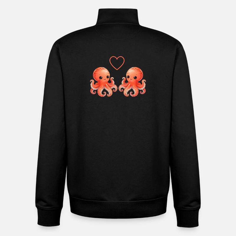 Octopus Love - Sweat zippé unisexe en coton bio Stanley/Stella - noir