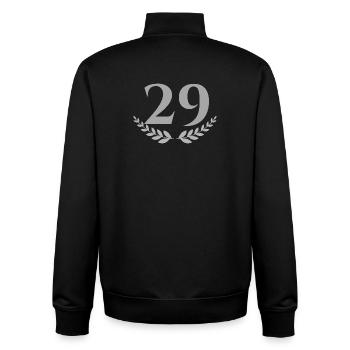 29 - Unisex Organic Zip Sweatshirt von Stanley/Stella - Schwarz - Hinten - AI Model Male 185 light (185cm)