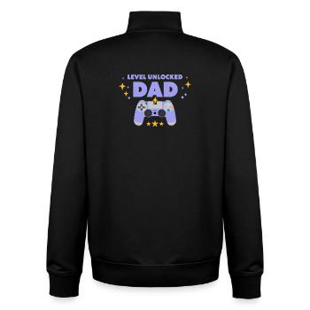 Level unlocked: Dad - Unisex Organic Zip Sweatshirt by Stanley/Stella - black - Back - AI Model Male 185 light (185cm)