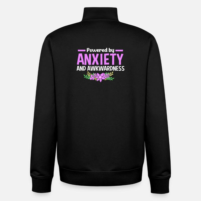 Anxiety Anxious Scaredy Introvert - Unisex Organic Zip Sweatshirt by Stanley/Stella - black