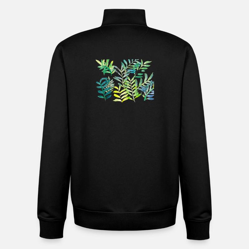 Wasserfarbene Blattzweige - Unisex Organic Zip Sweatshirt von Stanley/Stella - Schwarz